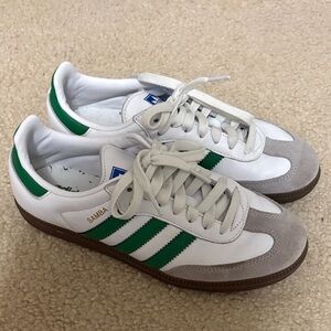 Adidas White and Green Classic Sneakers